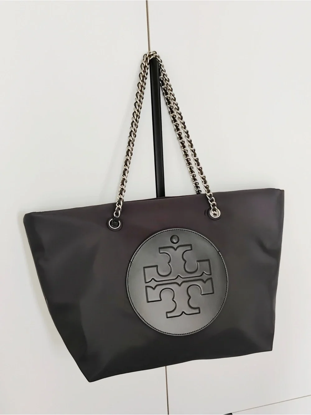 Tory Burch Black Logo Chain-Strap Tote